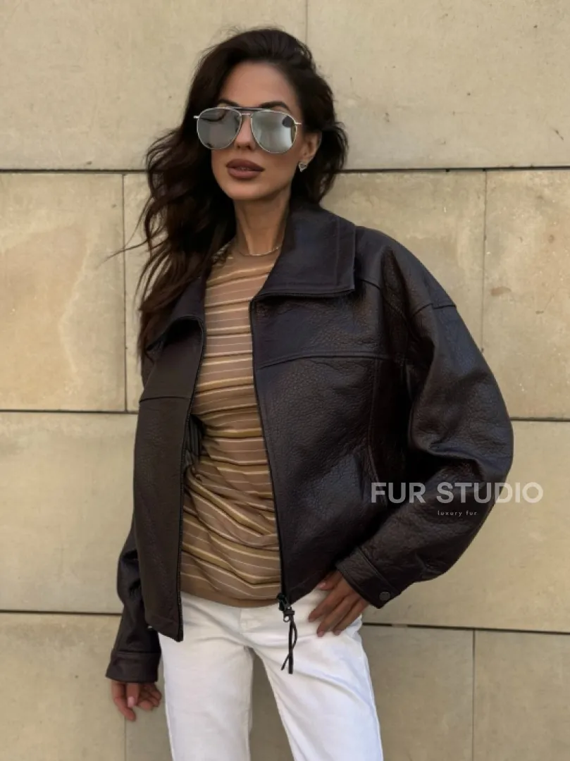 Короткая куртка оверсайз из натуральной кожи Joomba - фото 3