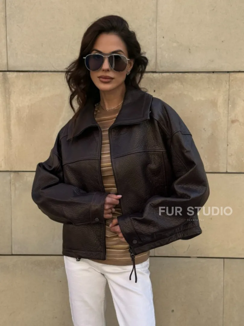 Короткая куртка оверсайз из натуральной кожи Joomba