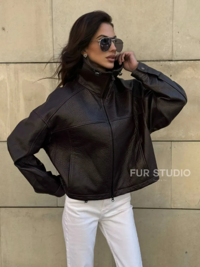 Короткая куртка оверсайз из натуральной кожи Joomba - фото 0