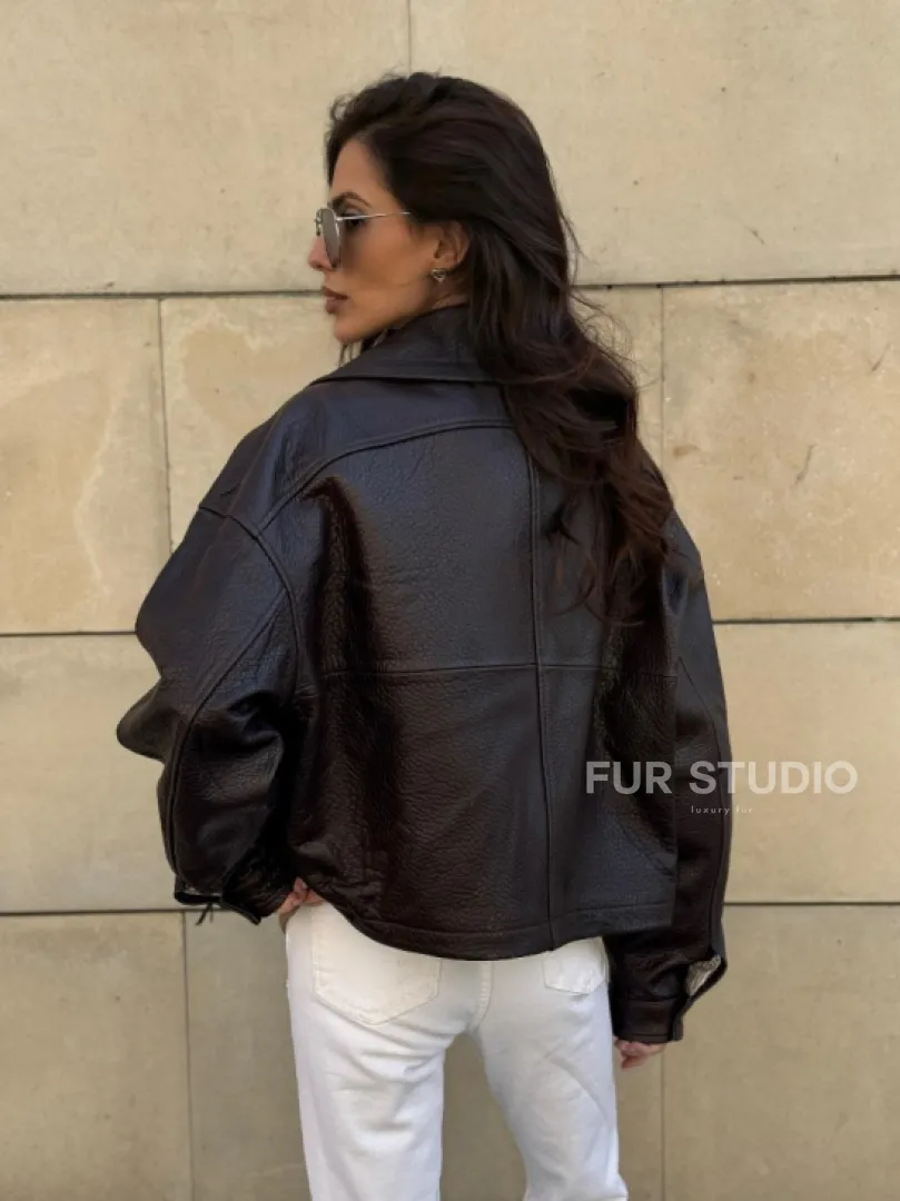 Короткая куртка оверсайз из натуральной кожи Joomba - фото 8