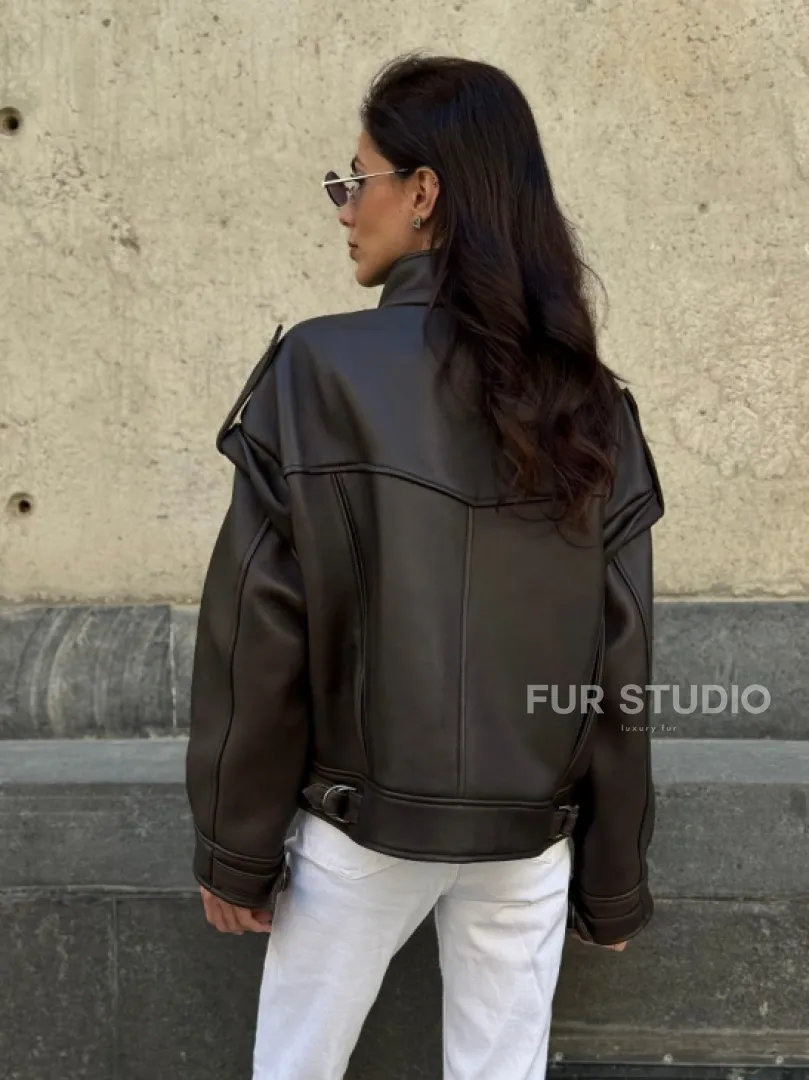 Кожаная коричневая куртка Retro Vintage