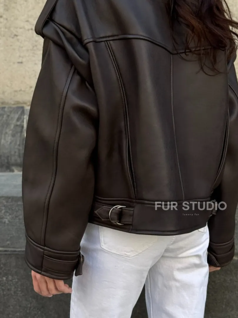 Кожаная коричневая куртка Retro Vintage