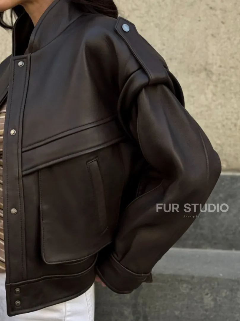 Кожаная коричневая куртка Retro Vintage