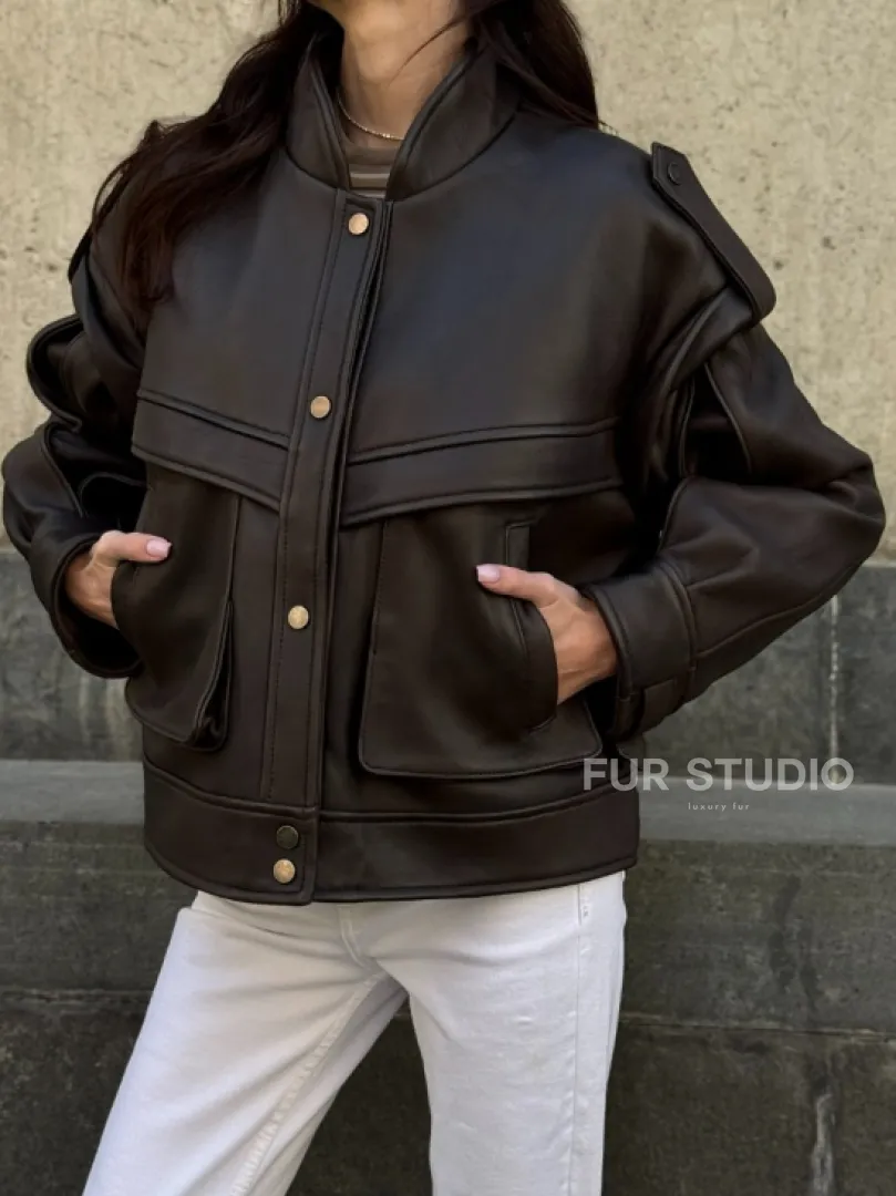 Кожаная коричневая куртка Retro Vintage
