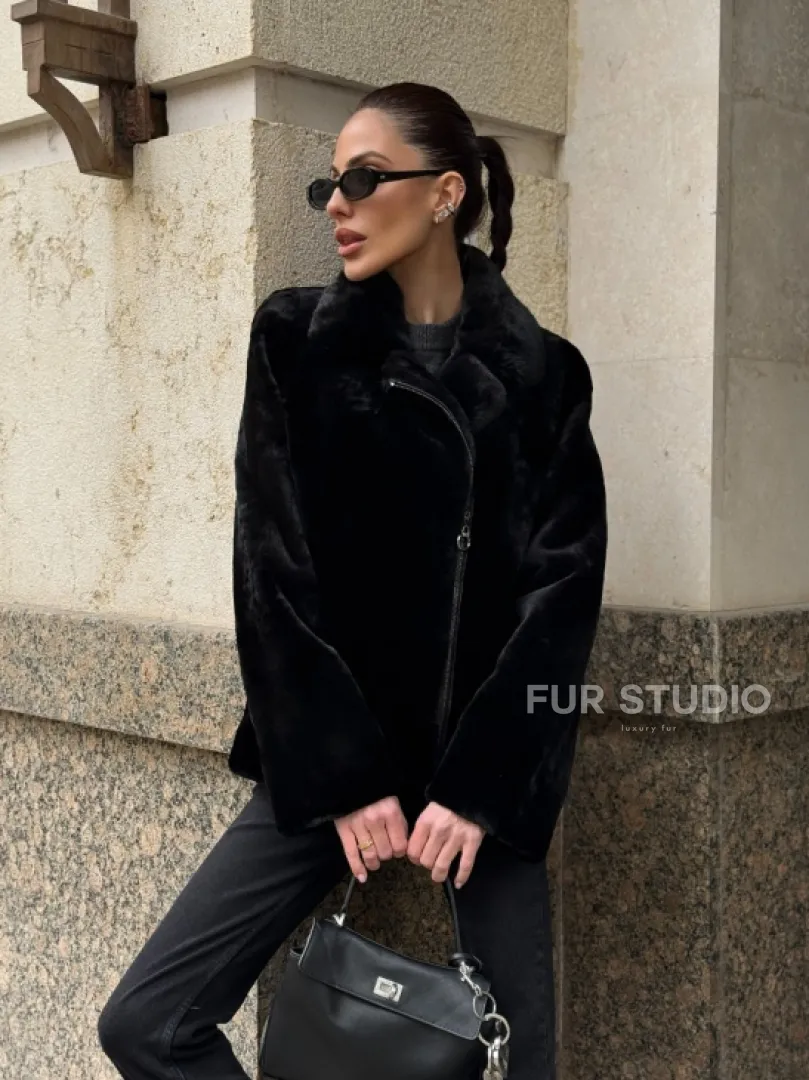 Норковая куртка - косуха из меха стриженой норки - фото 8