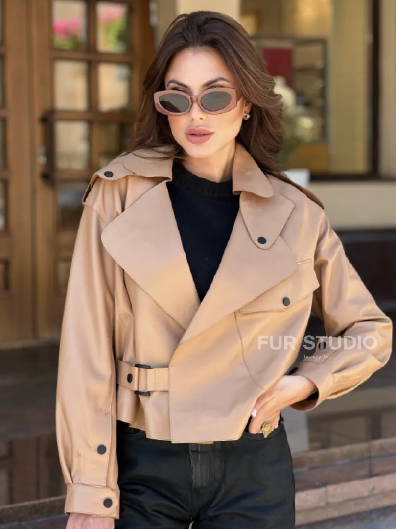 Популярная косуха в сливочной гладкой коже - фото 0