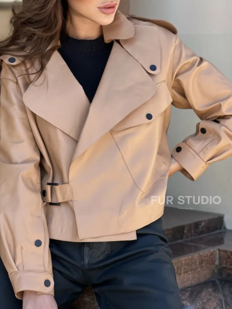 Популярная косуха в сливочной гладкой коже - фото 1