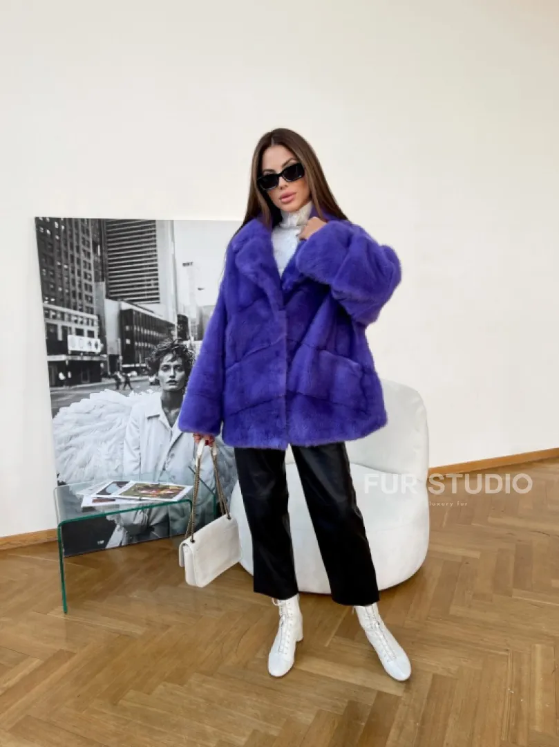 Полушубок норковый с английским воротником - фото 2