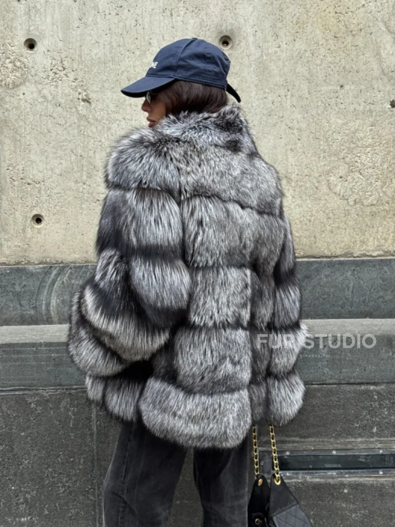 Шуба из чернобурки воротник стойка - фото 6