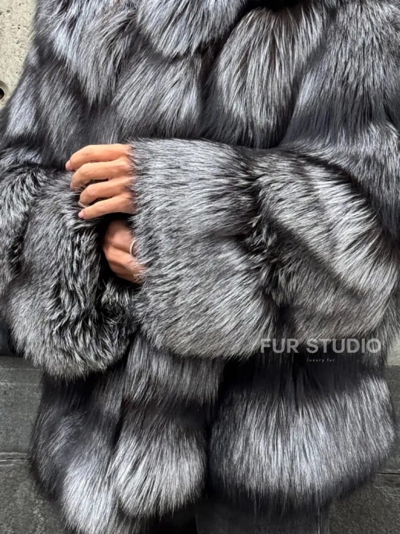 Шуба из чернобурки воротник стойка