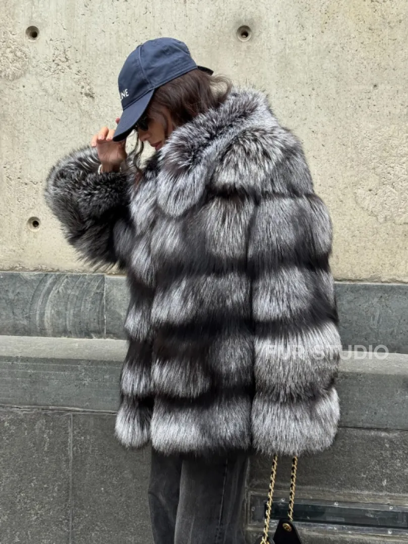 Шуба из чернобурки воротник стойка - фото 8