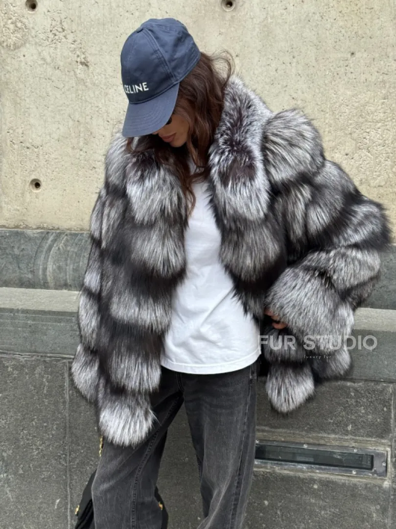 Шуба из чернобурки воротник стойка - фото 10