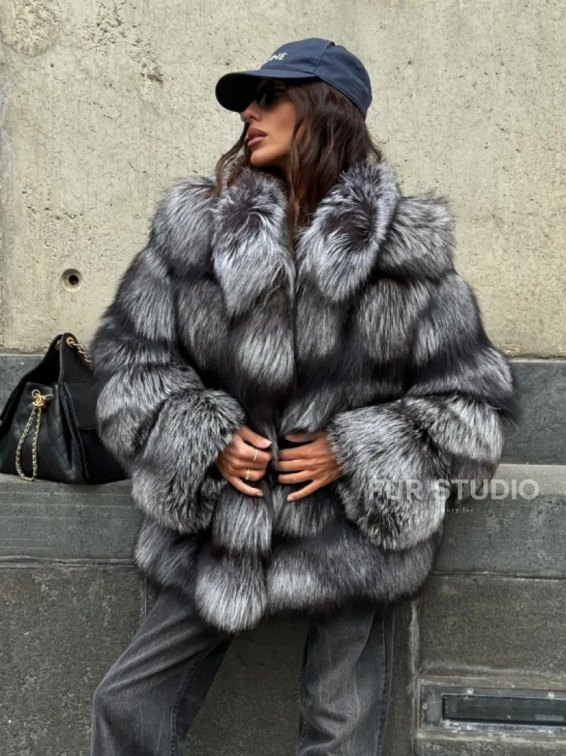 Шуба из чернобурки воротник стойка - фото 11