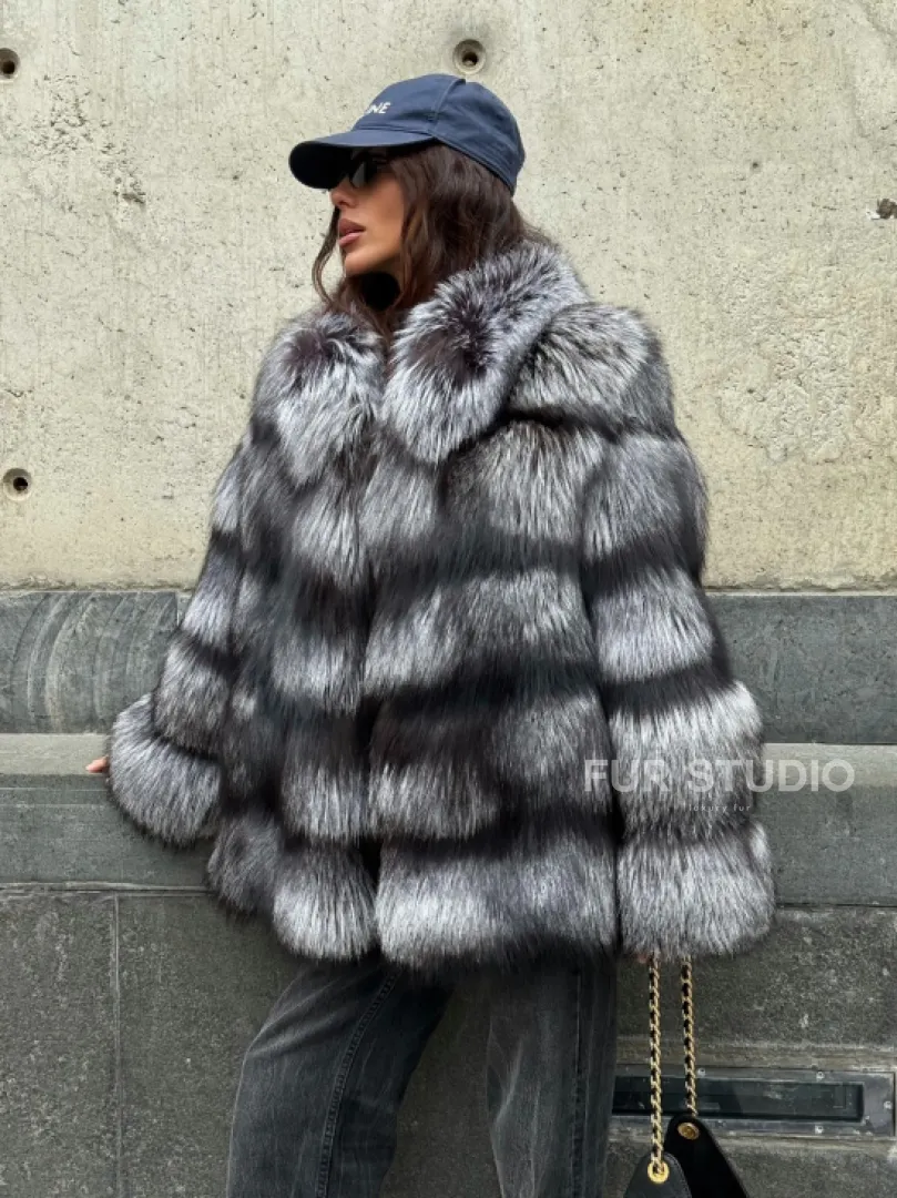 Шуба из чернобурки воротник стойка - фото 13