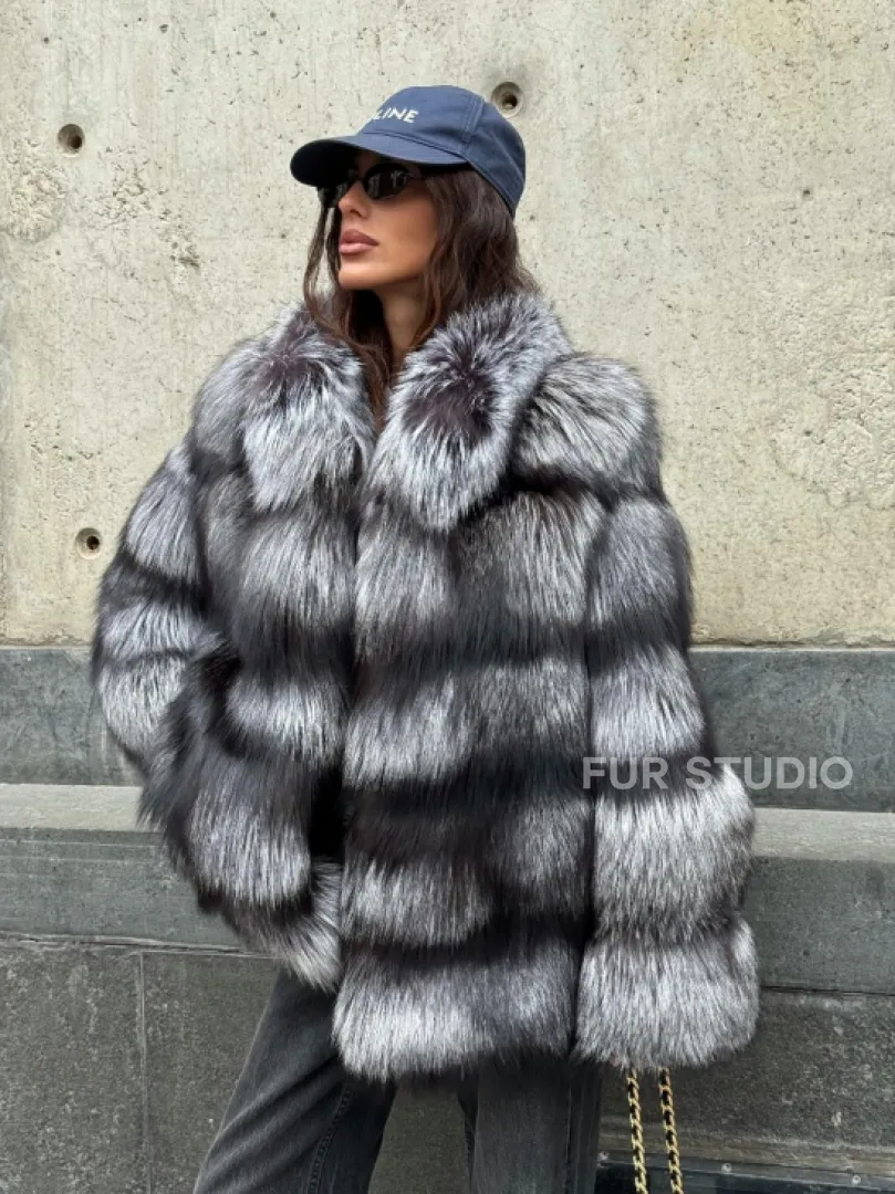 Шуба из чернобурки воротник стойка - фото 14