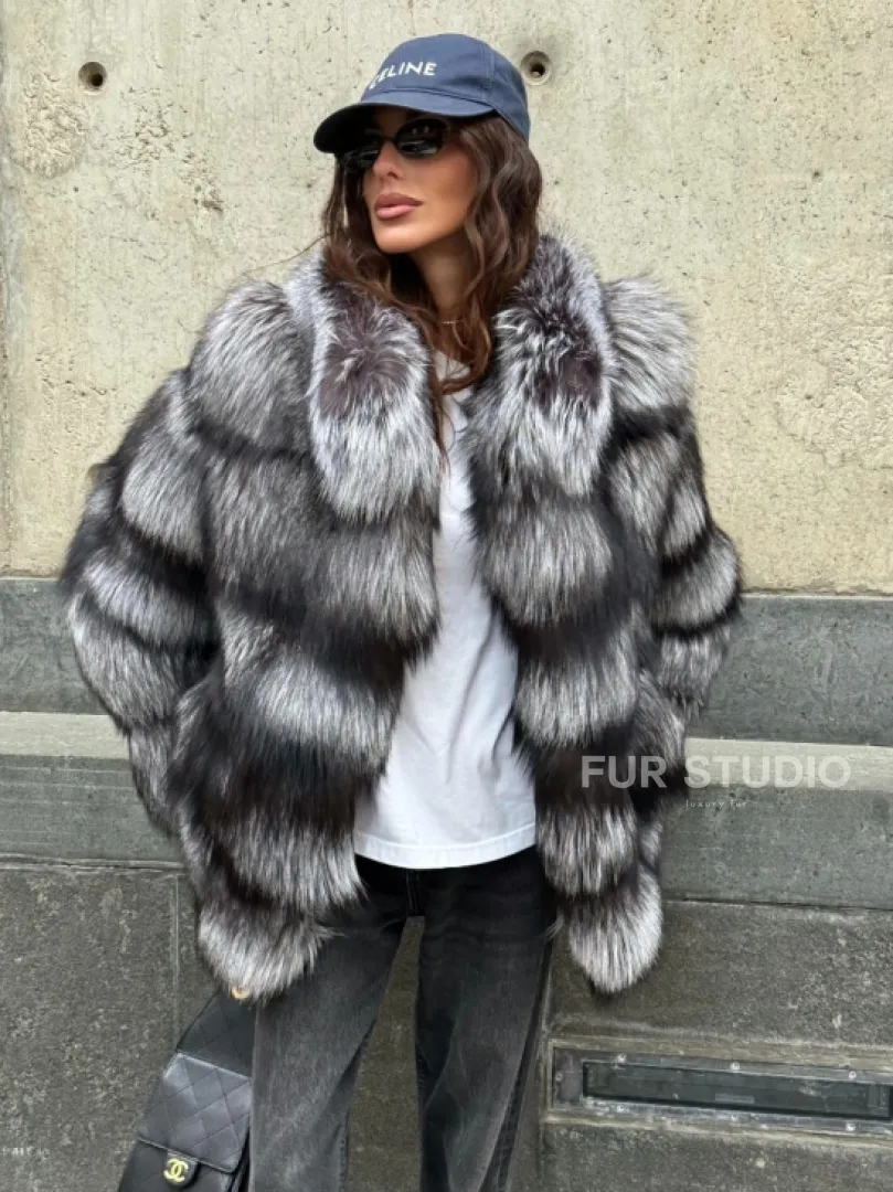 Шуба из чернобурки воротник стойка