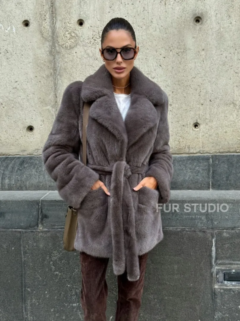 Норковая шуба лавандового цвета - VELVET