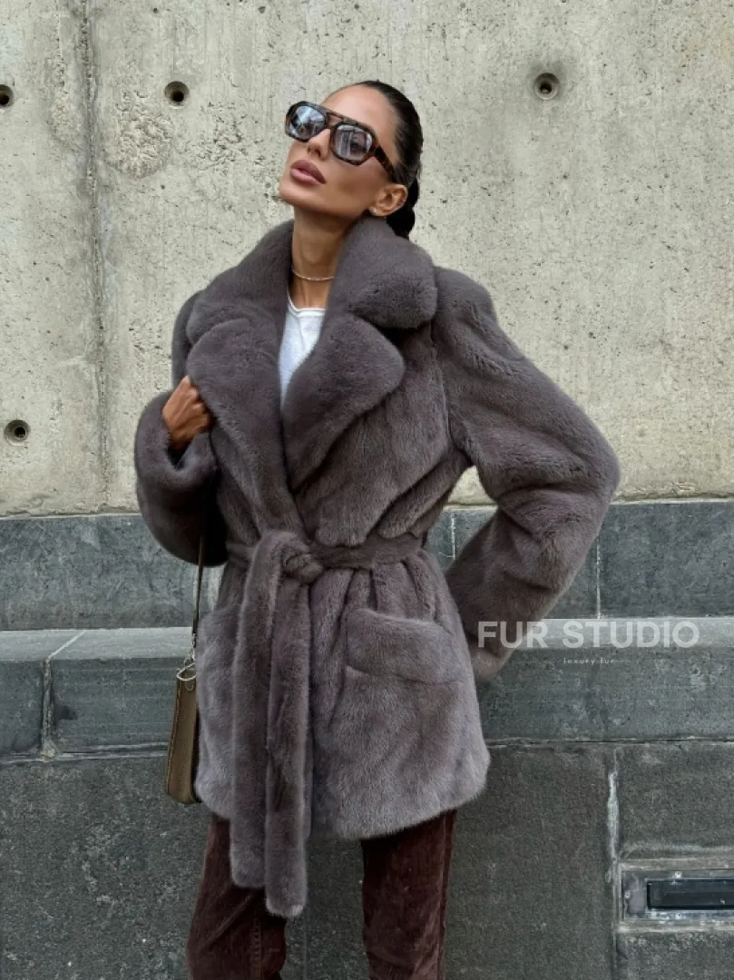 Норковая шуба лавандового цвета - VELVET