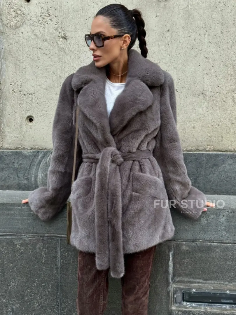 Норковая шуба лавандового цвета - VELVET