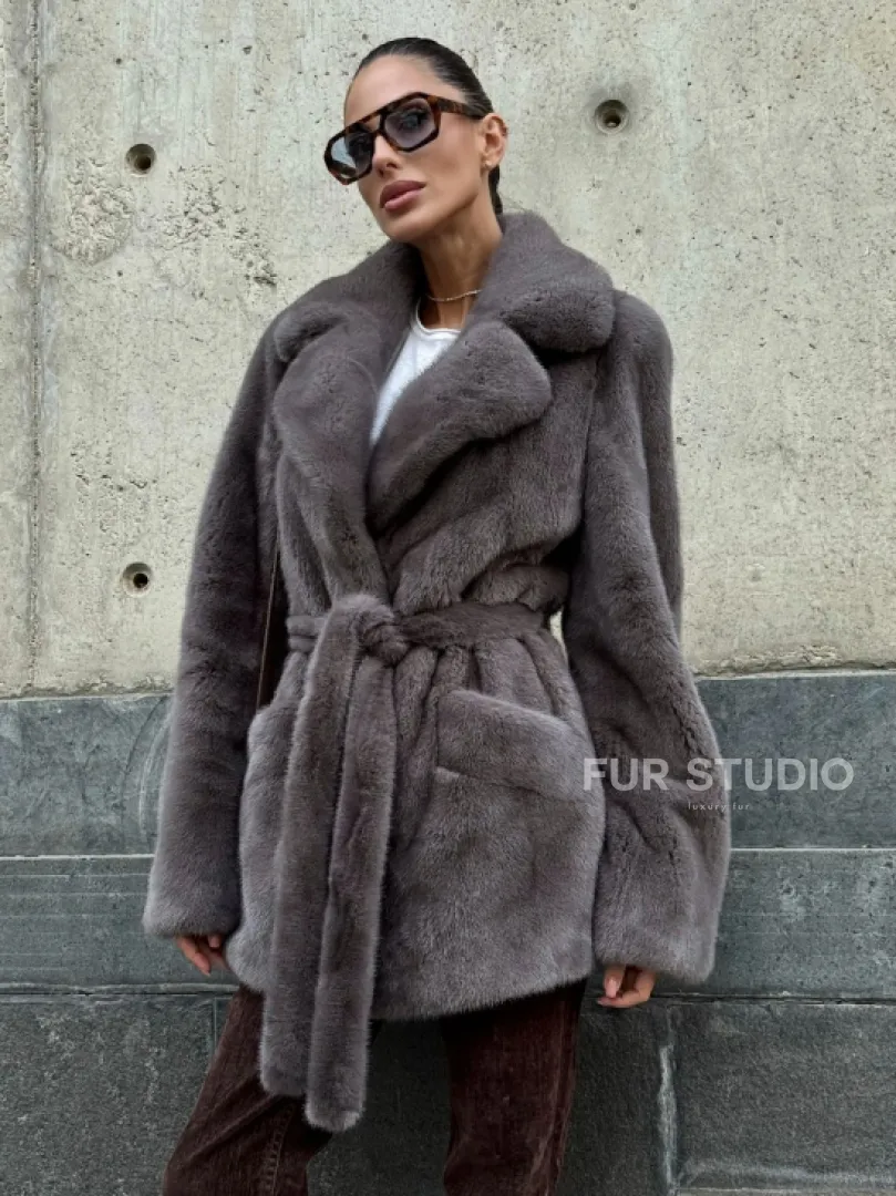 Норковая шуба лавандового цвета - VELVET