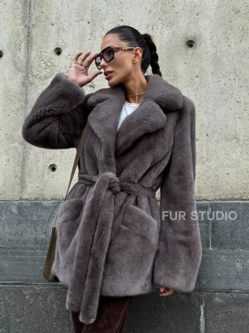 Норковая шуба лавандового цвета - VELVET