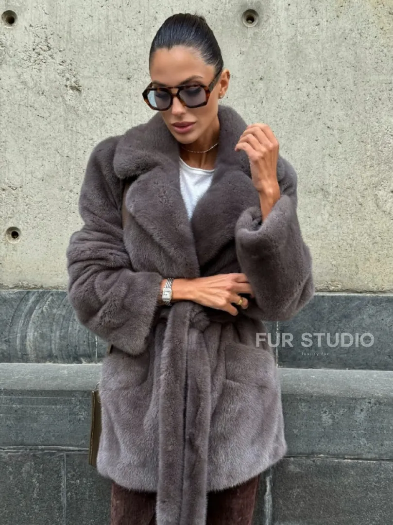 Норковая шуба лавандового цвета - VELVET - фото 7