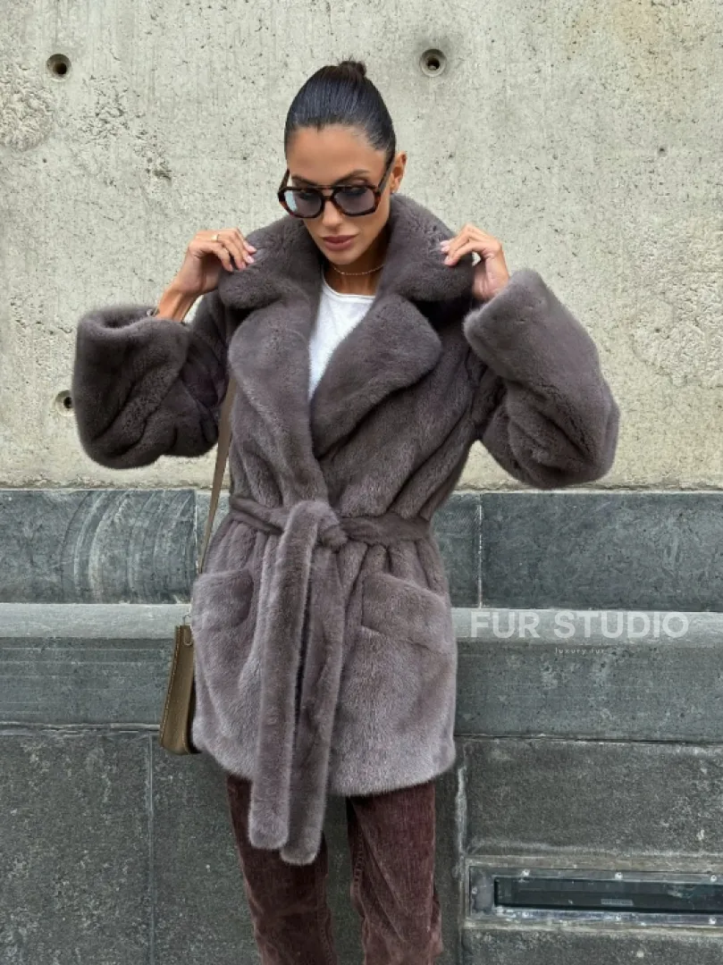 Норковая шуба лавандового цвета - VELVET