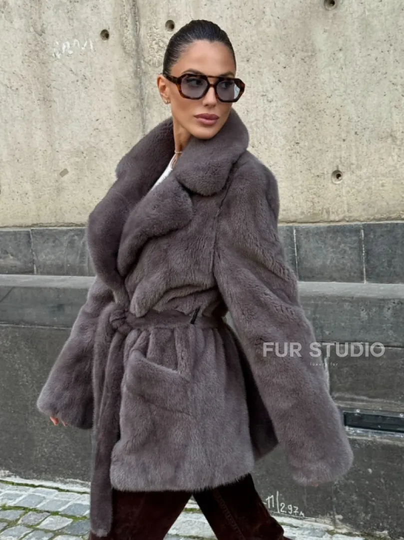 Норковая шуба лавандового цвета - VELVET