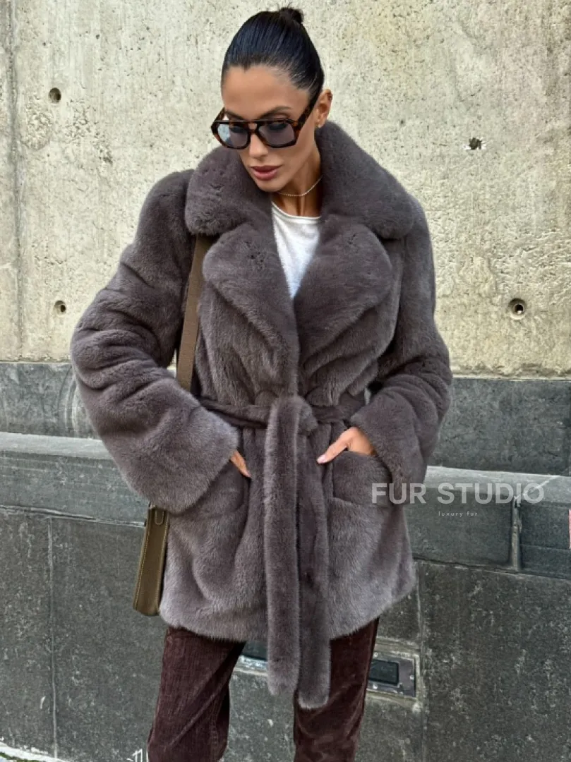 Норковая шуба лавандового цвета - VELVET