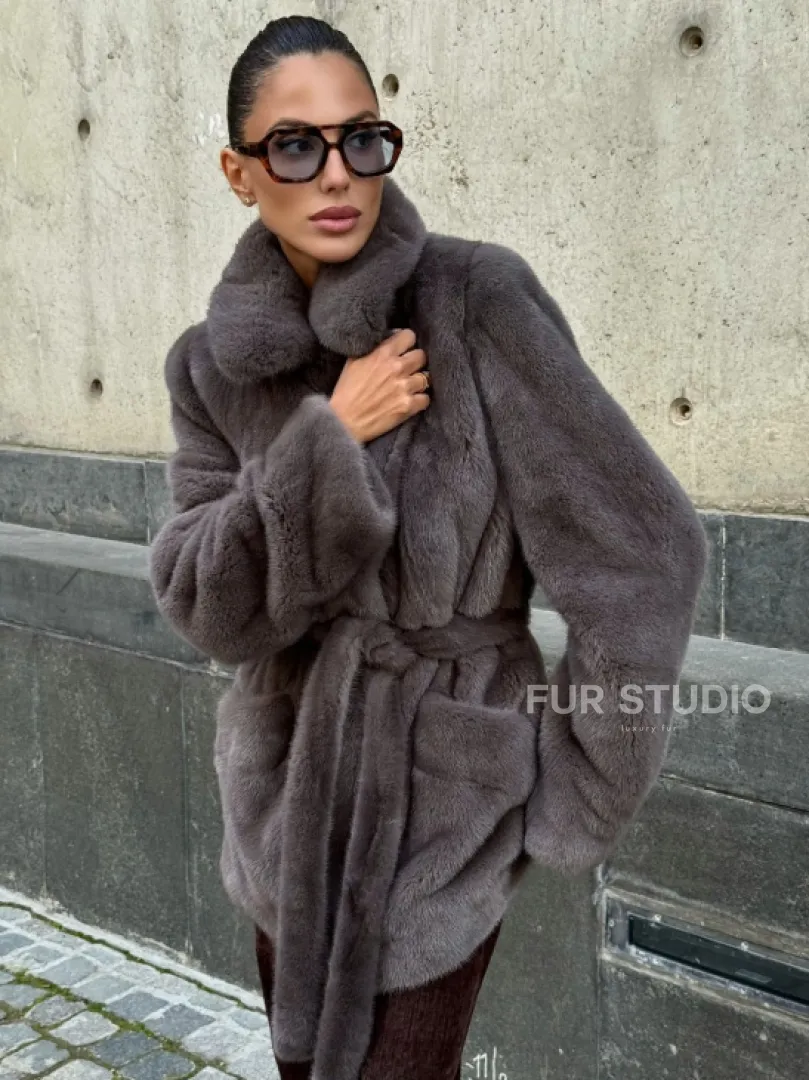 Норковая шуба лавандового цвета - VELVET - фото 1