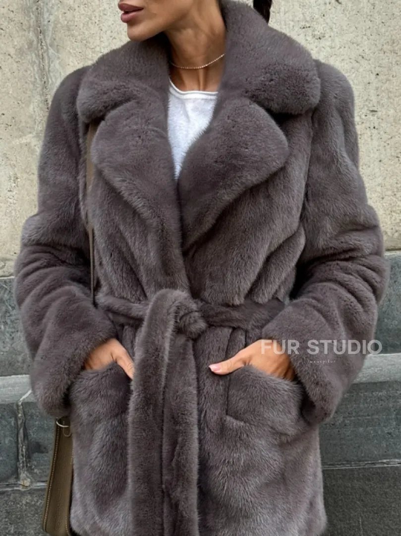 Норковая шуба лавандового цвета - VELVET