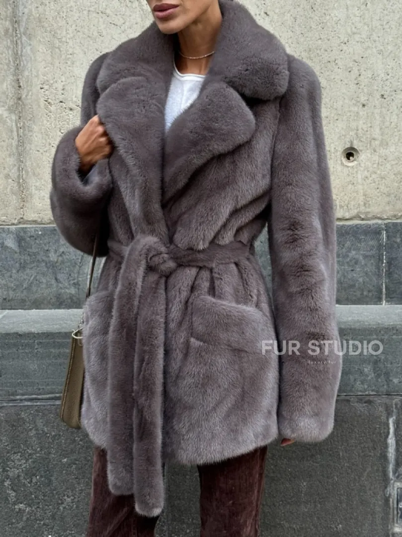 Норковая шуба лавандового цвета - VELVET