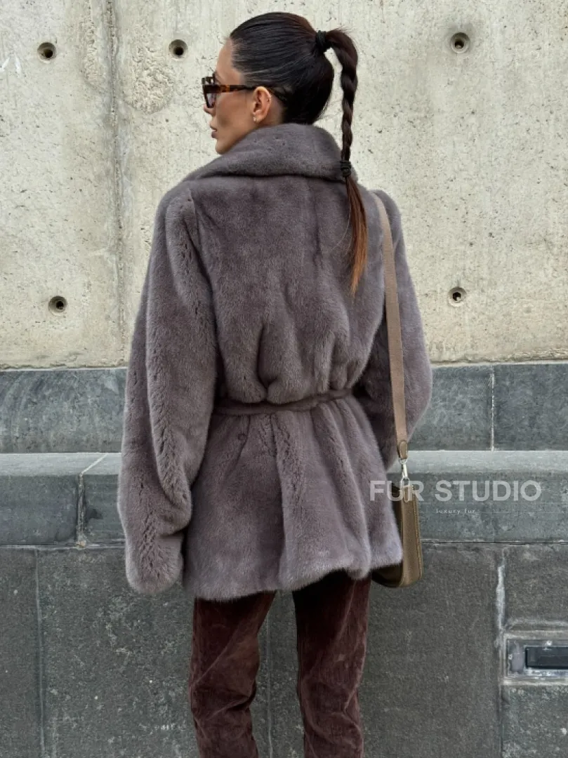 Норковая шуба лавандового цвета - VELVET