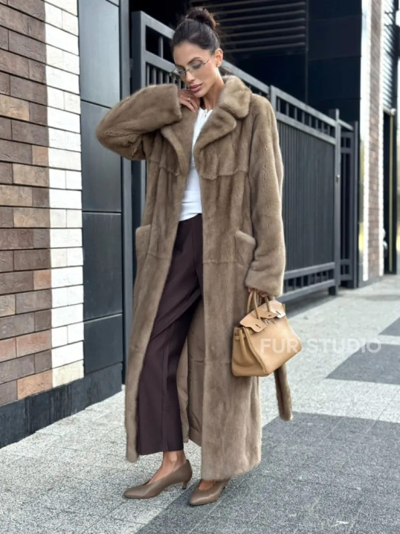 Женская длинная норковая шуба Pastel - фото 9