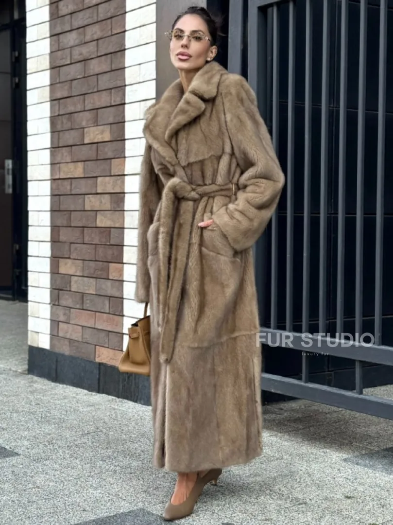 Женская длинная норковая шуба Pastel - фото 6