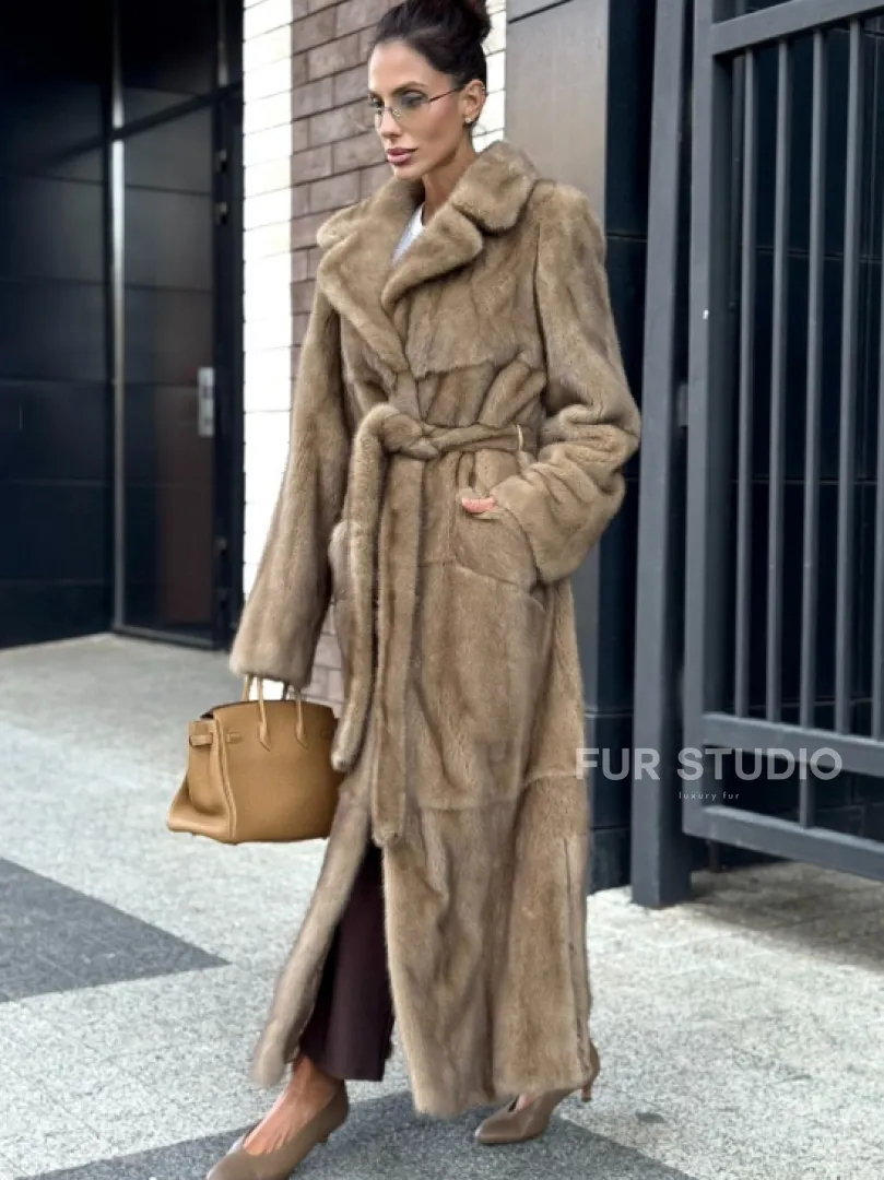 Женская длинная норковая шуба Pastel - фото 5