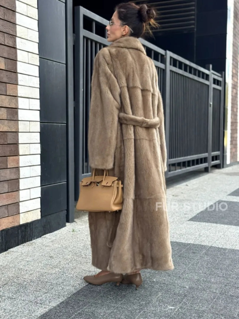 Женская длинная норковая шуба Pastel - фото 7