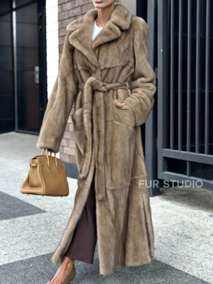 Женская длинная норковая шуба Pastel - фото 4