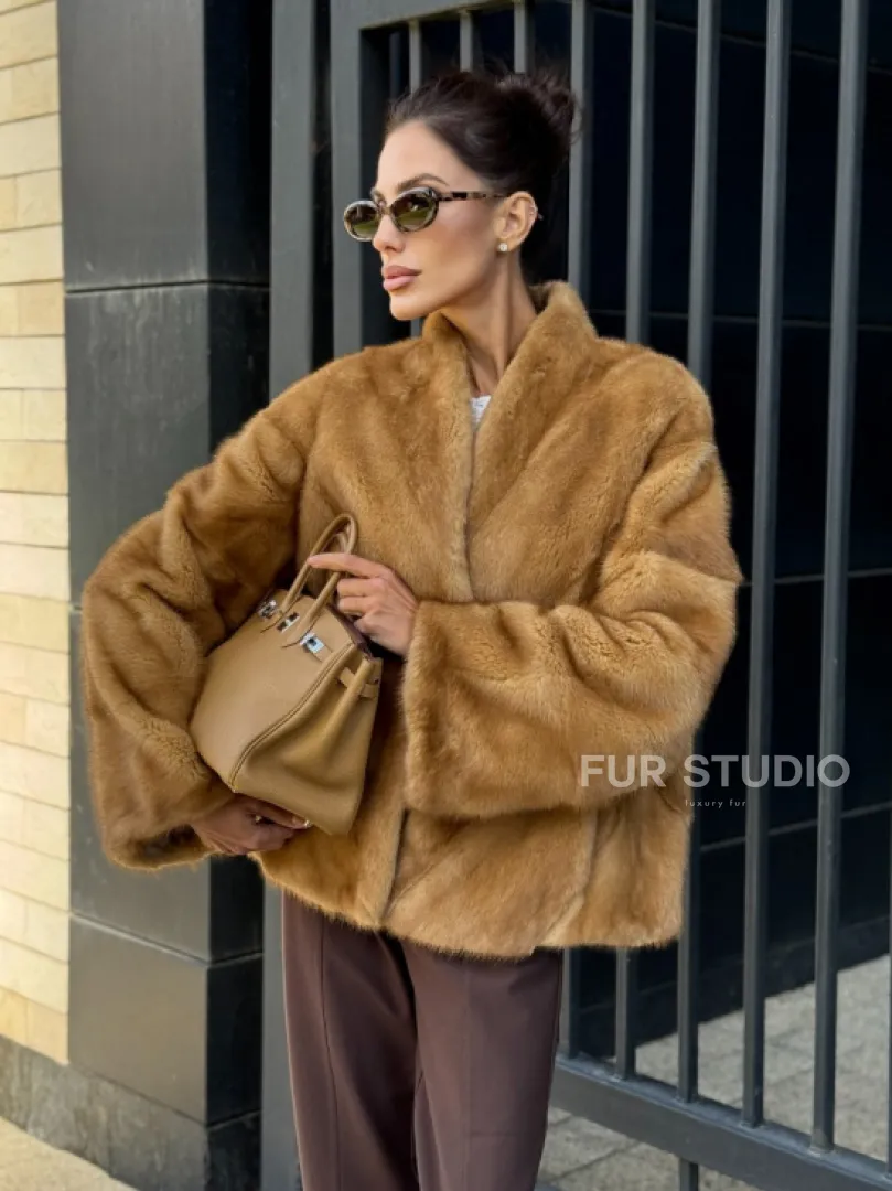 Норковый жакет Gold воротник V-образный - фото 7