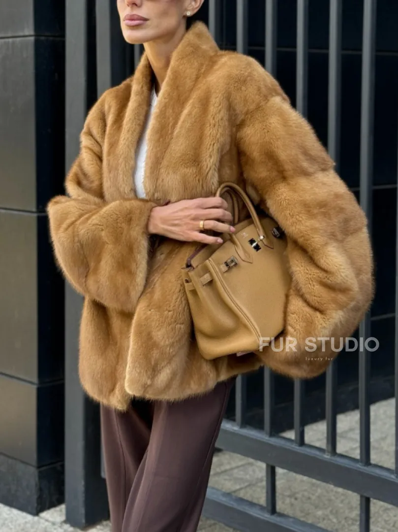 Норковый жакет Gold воротник V-образный