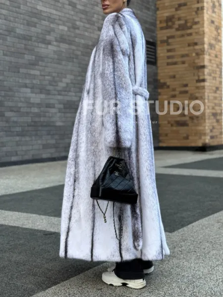 Длинная шуба из натурального импортного меха норки крестовки - фото 5