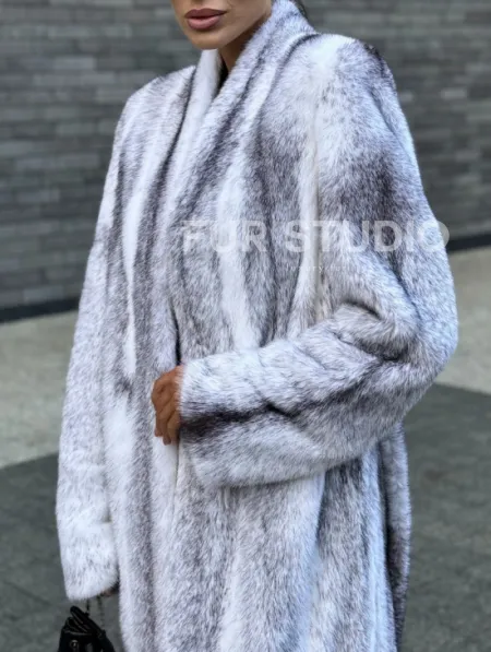 Длинная шуба из натурального импортного меха норки крестовки - фото 1