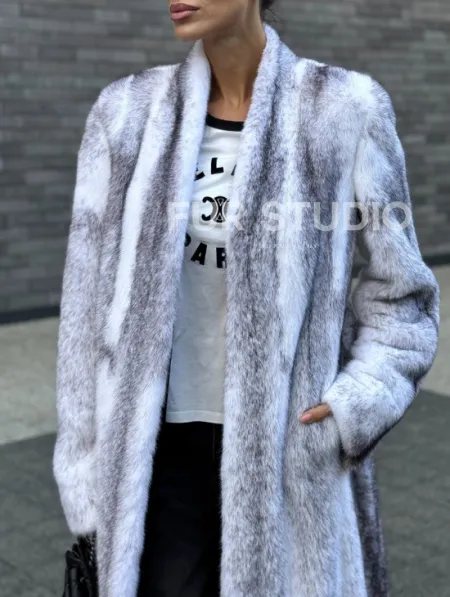 Длинная шуба из натурального импортного меха норки крестовки - фото 3