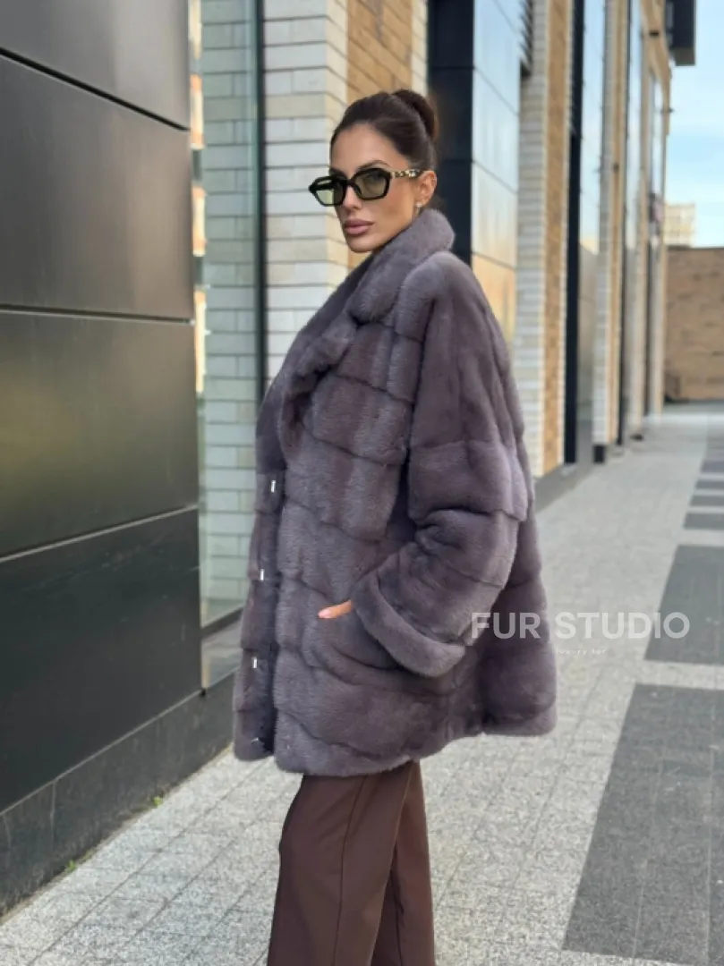 Шуба норковая - жакет лаванда