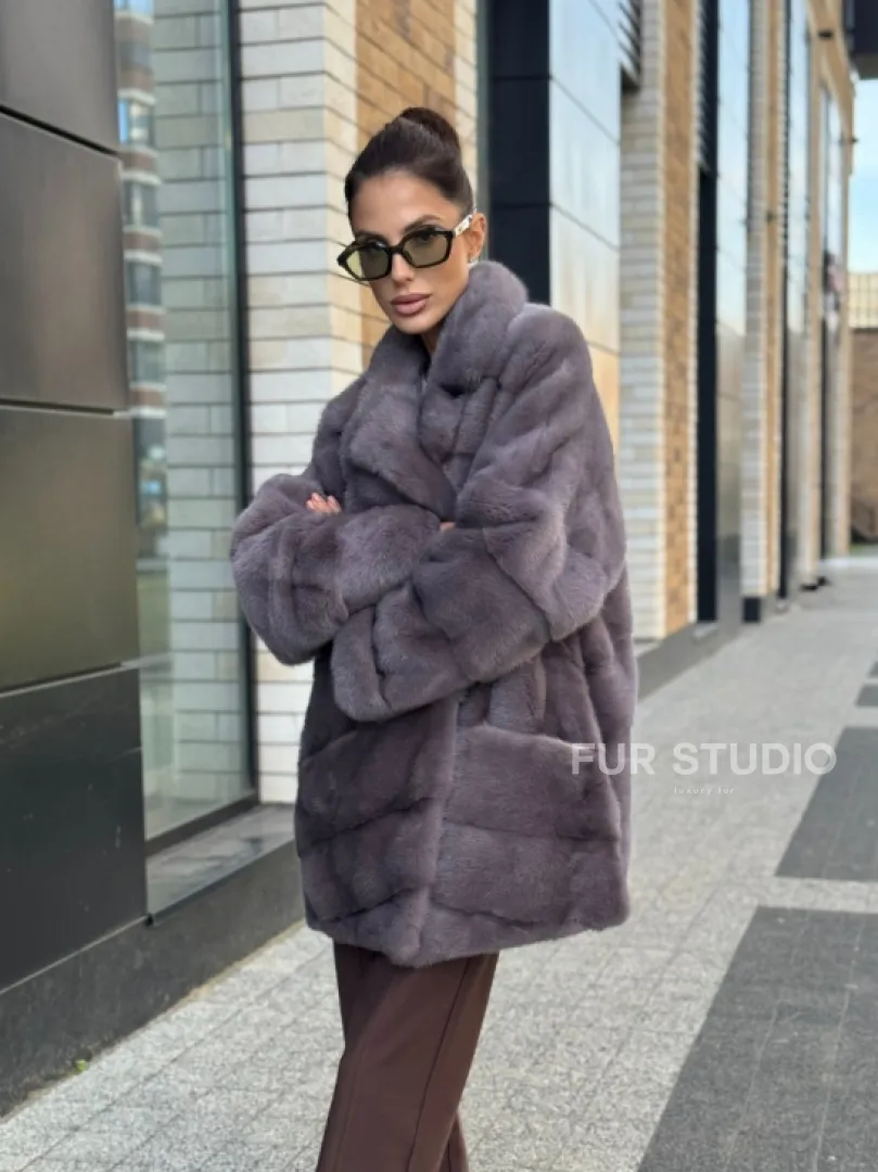 Шуба норковая - жакет лаванда