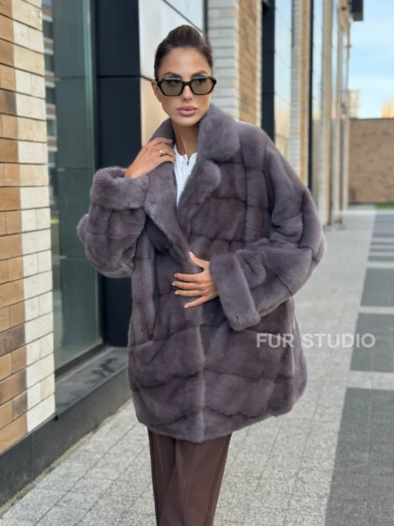 Шуба норковая - жакет лаванда - фото 7