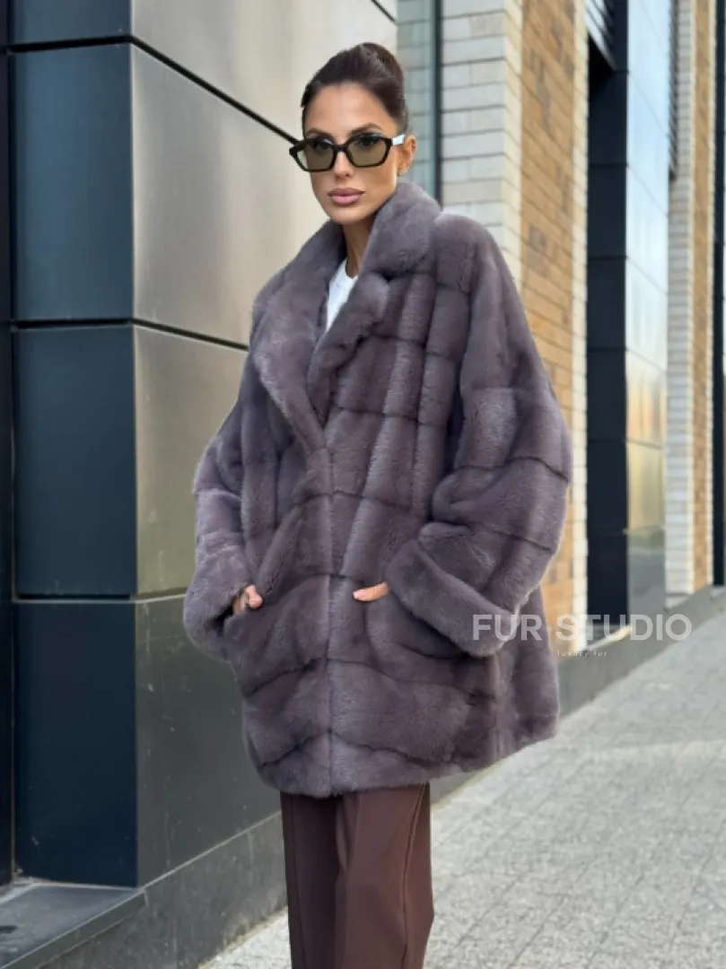 Шуба норковая - жакет лаванда - фото 6