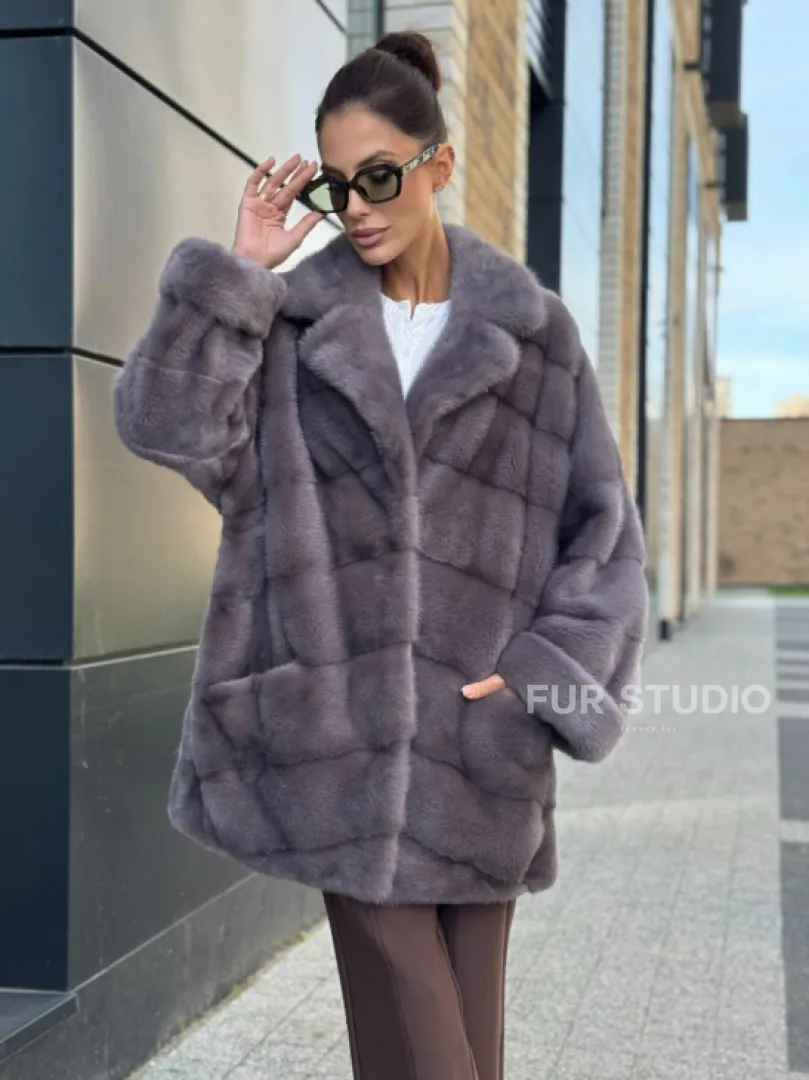 Шуба норковая - жакет лаванда