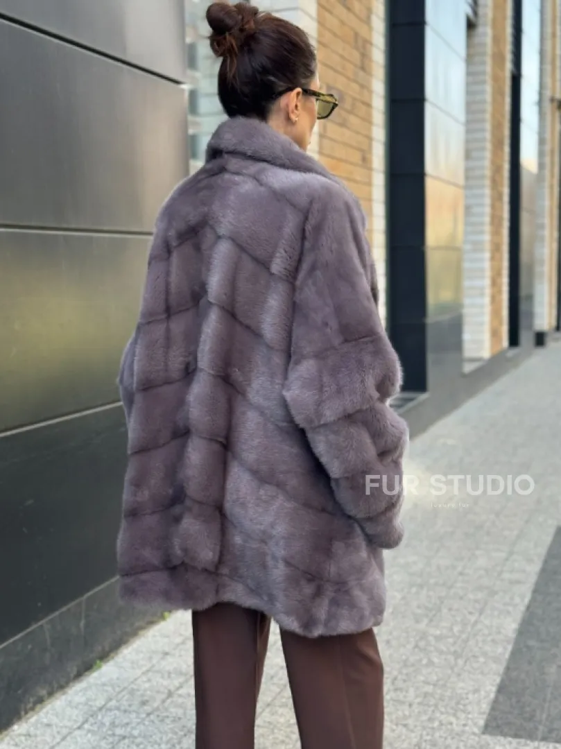 Шуба норковая - жакет лаванда