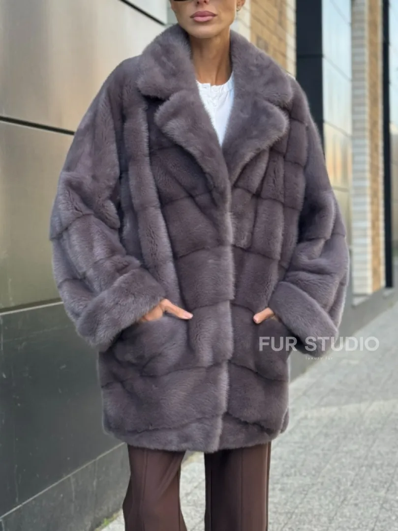 Шуба норковая - жакет лаванда